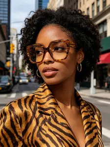 Unisex Oversized Square Tortoiseshell Glasses, Retro Thick Frame Anti-Blue Light Eyewear, Fashionable and Versatile, Streetwear Trendy Accessory
