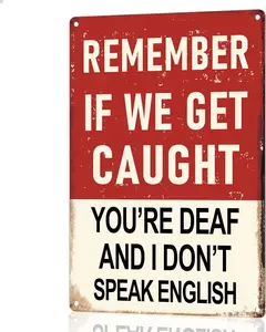 Man Cave Signs Decor - 12 × 8″ Garage Decor - Funny Vintage Metal Signs with "REMEMBER IF WE GET CAUGHT" Funny Wall Dcoratons for Home Bar Man Cave Room Garage, Indoor/Outdoor Use