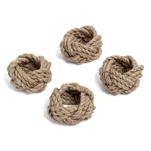 over&back Woven Rope Napkin Rings Set of 4