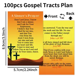 100pcs Inspirational Gospel Tracts And Prayer Cards, Including Bible Verses, Pocket Salvation Plan Cards, Bookmarks for Gospel Booklets, And Christian Gifts - Suitable for Baptisms, Church Events, And Evangelism