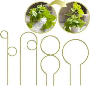 Small Metal Trellis for Indoor  Metal  Stake for Climbing House   Support for Potted  Orchids, Monstera, Pothos, Ivy, Hoya, Philodendron Set of 4 (Brushed )