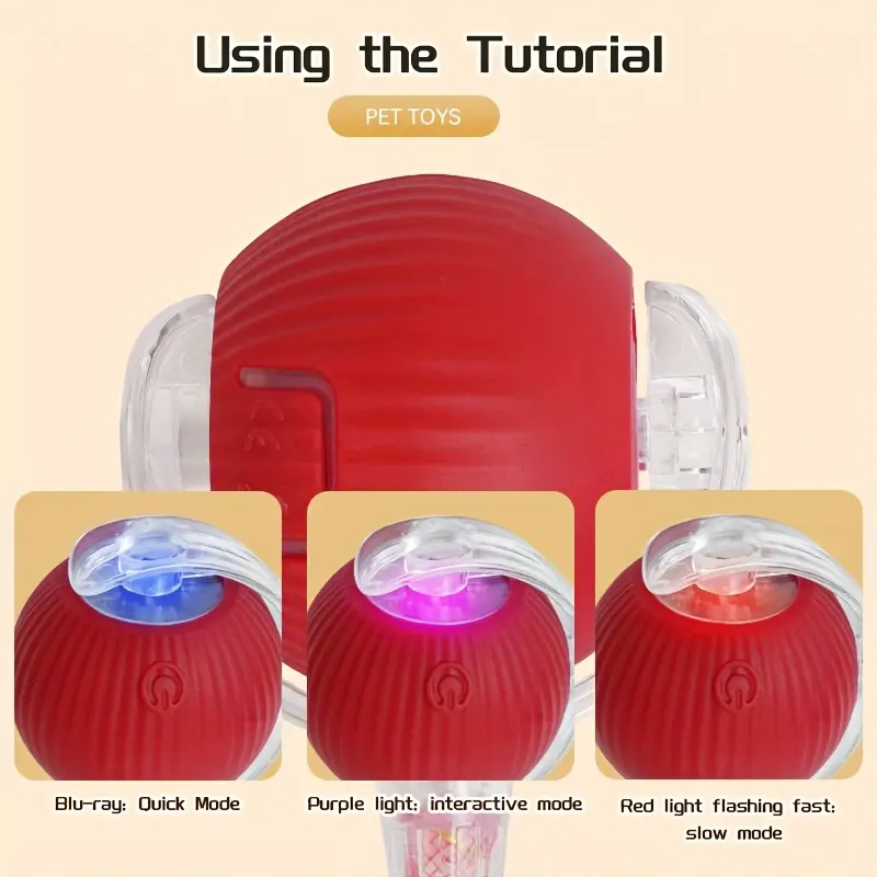 1 indoor cat interactive ball toy with elastic net tail and automatic moving ball toy on the floor/tile/carpet, intelligent interactive automatic cat toy ball obstacle avoidance and motion activation electric cat toy sale