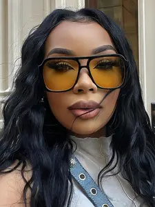 Women's Vintage Trendy Tinted Lens Glasses, Stylish Glasses, Retro Y2K Style Glasses for Everyday Use, Fashion Accessories for Outdoor Activities