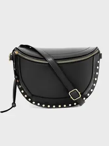 Classic Moon Bag Fashion Studs High-Quality PU Shoulder Handbag Crossbody, Stylish Single-Shoulder Bag for Everyday Use, Pu Leather Crossbody