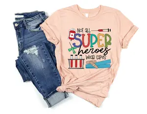Not All Superheroes Wear Capes Funny Nurse Shirt - Women's Cotton Crewneck Tee with Graphic Print, Casual Summer Top for Nurses