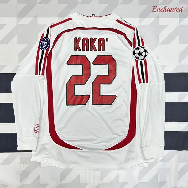 0607 Away Retro White No.22 Kaka Long Sleeved Soccer Jersey