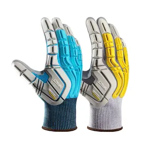 COOLJOB TPR Impact Resistant Safety Work Gloves with Grip ( Blue, Yellow )