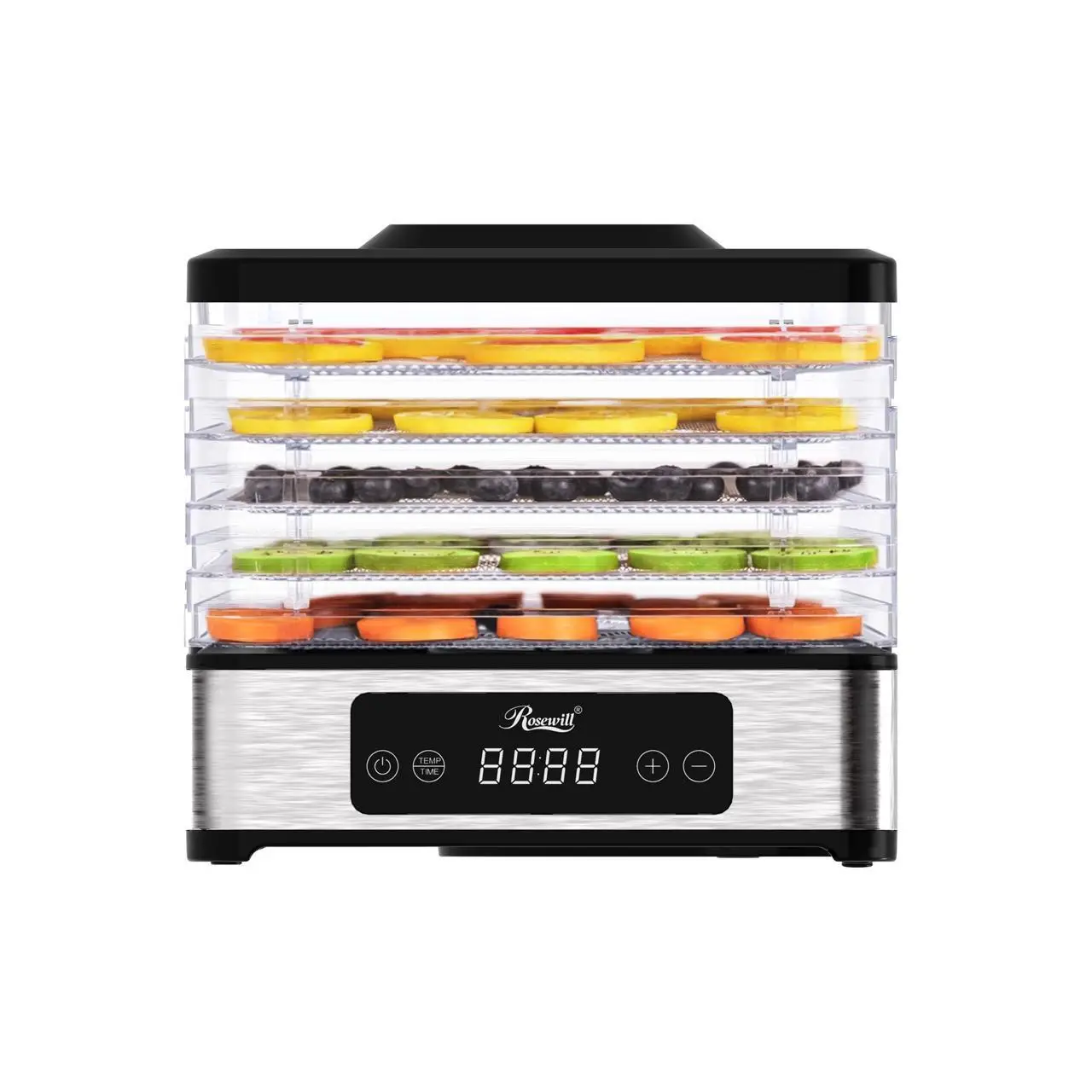 Rosewill Compact Food Dehydrator, 5 Stackable Trays with Adjustable 48H Timer and Temperature Control - Electric Food Preserver for Jerky, Fruits, Veg