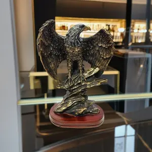 Eagle Sculpture Desktop Decor, Vintage Metal Texture, Office Desk Accent, Men's Gift, Bold Eagle Wing Display Piece