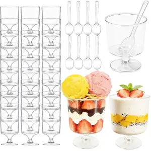 120 Pack Parfait Cups with Spoons(5 oz),Mini Plastic Dessert Cups, Appetizer Cups Shooter Cups for Party Yogurt Parfait Jello Fruit