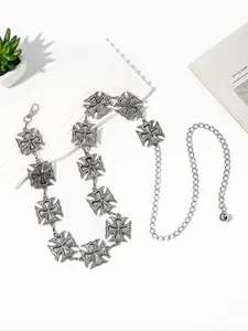 Women's Gothic Style Cross Shaped Flower Design Waist Chain, Fashionable Waist Chain for Party, Daily Clothing Decor, Trendy All-match & Exquisite Belt for Birthday Gift, Adjustable Waist Chain, Fashion Body Jewelry, Body Jewelry Accessory