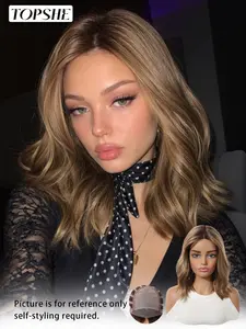 Topshe Mono Lace Front Wig, No Glue Wig, Medium Length Curly Synthetic Hair, Natural Look, Breathable, Heat Resistant, Comfortable, All Seasons