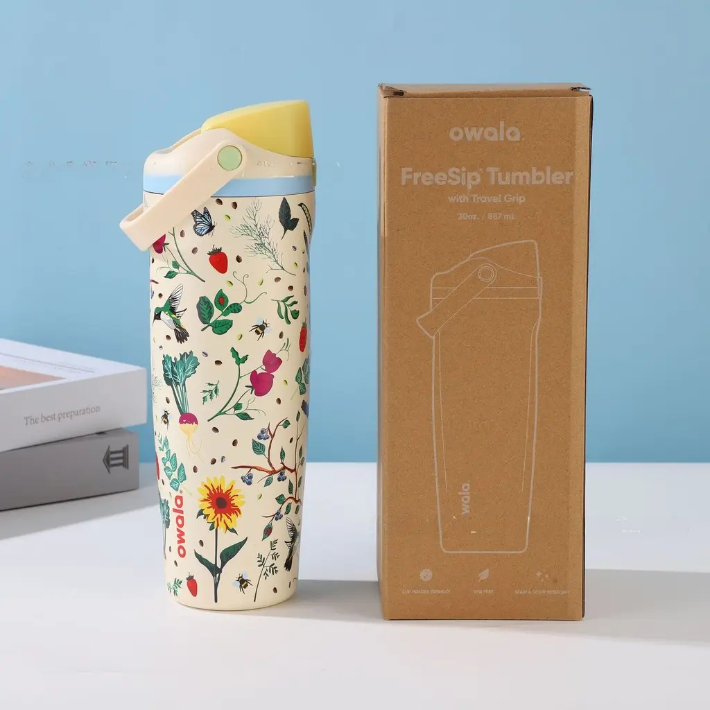 Owala FreeSip Floral Print Mother Nature Sway Insulated Stainless Steel Water Bottle with Straw, 32oz Triple Layer Vacuum Tumbler, Leak-Proof Sports Flask, Mom's Gift, Gift For Her