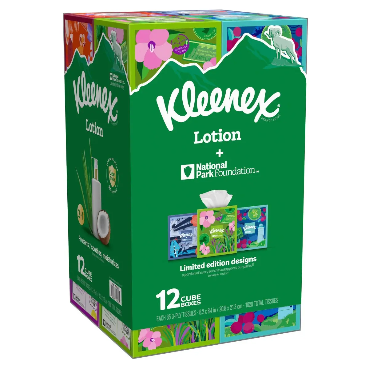 Kleenex Soothing Lotion Facial Tissue, 3-Ply, 85-count, 12-pack