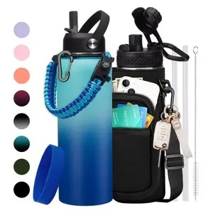 32/40oz Insulated Water Bottle, Gallon Stainless Steel Water Flask - Big Water Jug with Straw & Spout Lid, , Cold-48h Hot-24, Leak Proof, 32/40/64/128oz