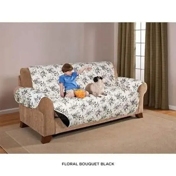 Quilted High Loft Water-Absorbent Reversible Furniture Protector, Floral Bouquet & Assorted Styles, Living Room Furniture Care Cover