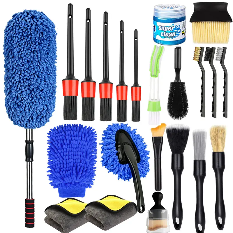 Professional Car Detailing Kit, Multifunctional Car Cleaning Kit with a Variety of High Quality Soft-bristle Detailing Brush Set for Cleaning All Car Parts, Interior, Exterior, Wheels and Dashboard