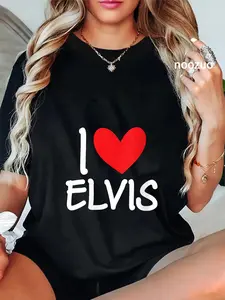 100% Cotton Womens I Love Elvis Name Personalized Men Guy BFF Friend Heart T-Shirt