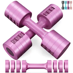 EAST MOUNT Adjustable Dumbbells 5 lb Dumbbells Set of 2 / Pair 10 lb Total Free Weights 6 in 1 Women Hand Weights for Home,Office,Gym Exercise Training 2lb 3lb 4lb 5lb Fast Adjust