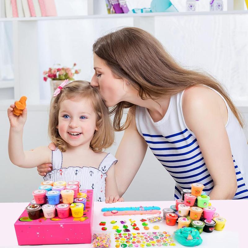 54 Mini Butter Slimes Fruit Slime Kit Non-Sticky Super Soft for Girls Boys 10-12 Birthday Gift DIY Putty Toy Kids Party Favors