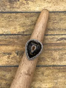 Warner-Golden Scorpion in Black Resin Heart Ring
