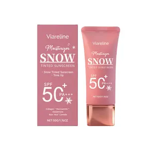 Viareline Snow Tinted Hydrating Sunscreen SPF Cream | With Titanium Dioxide, Niacinamide, Aloe Vera & Centella Asiatica Extract | Light Coverage, Daily UV Sun Protection, Long-Lasting Hydration | Gentle Non-Irritating, Sensitive Skin Friendly