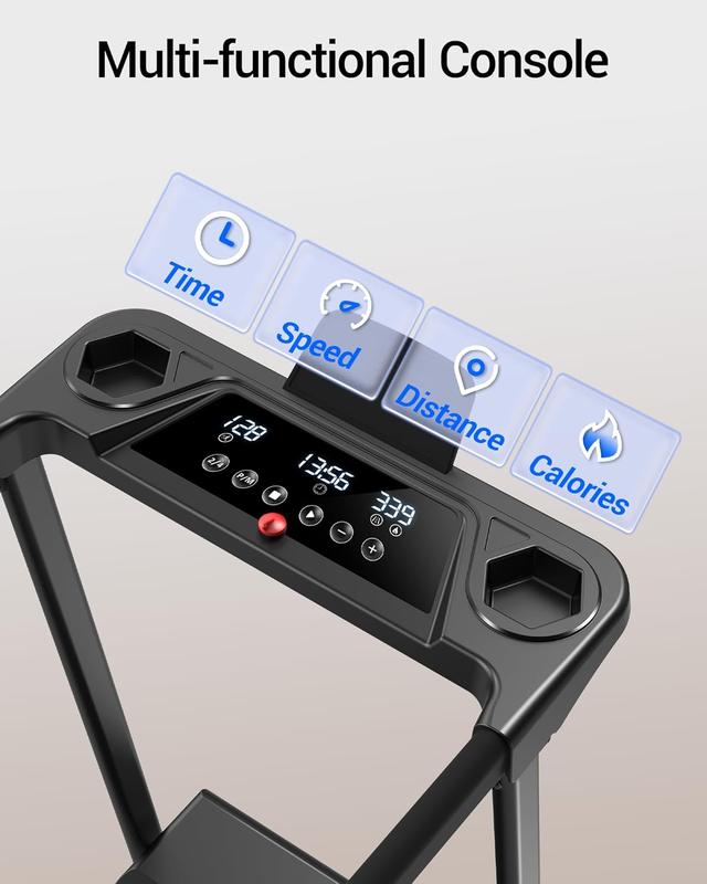 Incline Foldable Treadmill, 0.6-7MPH for Home 3.0HP Treadmills Screens Display Portable Walking Pad with Handle 300 LBS Capacity