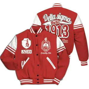 DST 1913 All Over Print Varsity Jacket, Personalized Foundation Greek Letterman, Crimson Cream Crossing Gift, Unique Delta Sigma Theta Apparel