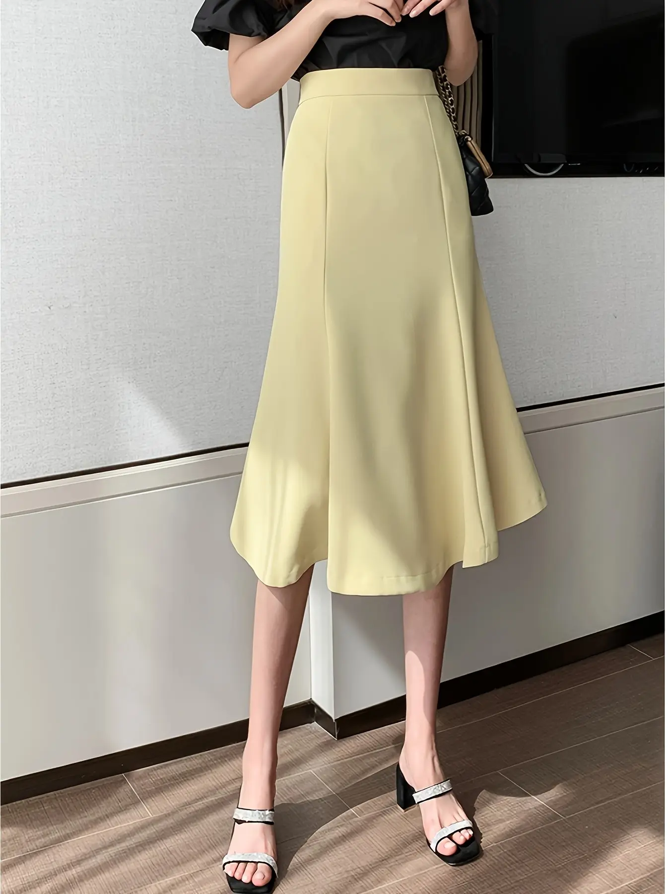 Korean Style Mid-Length Fishtail Skirt Summer New High Waist Elegant Hip-Wrapped Skirt