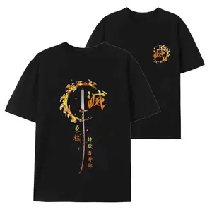 Demon Slayer  T-shirt-90s Slayer style graphic tee-unisex crewneck-black with red design-cotton demon slayer  merch shirts  men good  tees meme silky boyfriend  fit graphic  shirts