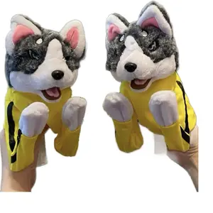 Interactive electric husky & cat plush hand puppet