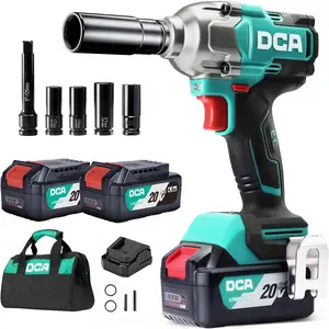 DCA Cordless Impact Wrench, 682N.m (503ft-lbs)Max, 1/2" Brushless Impact Gun with Hog Ring, 2*4.0Ah Battery, 4 Modes, Smart Loosen Function, High Torque Compact Impact Wrench for Auto Repair, Car Home