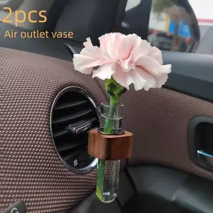 2pcs Car Vent Flower Vase, Creative Floral Decorative Piece, Water Culture Vase for Car Interior Decoration, Unique Vehicle Accessory, Car Interior Accessories