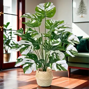 Artificial Monstera Plant, Faux Monstera Plant in Pot, Fake Plant for Home Decor, Decorative Plant for Living Room, Bedroom, Office, Fruit, Fake Indoor Plants