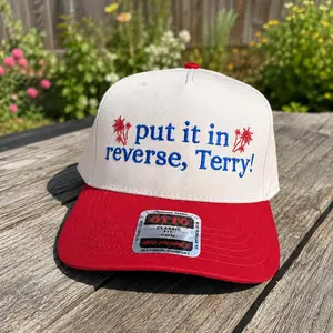 Put It In Reverse Terry Embroidered Baseball Cap, Funny 4th of July USA Two Tone Snapback Hat, Red White Blue Patriotic Summer Cap, Trending American Party Hat, Outdoor BBQ Lake Day Gift For Men Women, Vacation Dad Hat