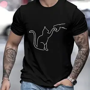 Adorable Cat Motif Heat Transfer Iron-On Patch, Versatile Clothing Accessory Sticker, Widely Compatible with Short Sleeve Tees, Jeans, Casual Backpacks, Durable Washable Craft Decor for Unique Daily Styling