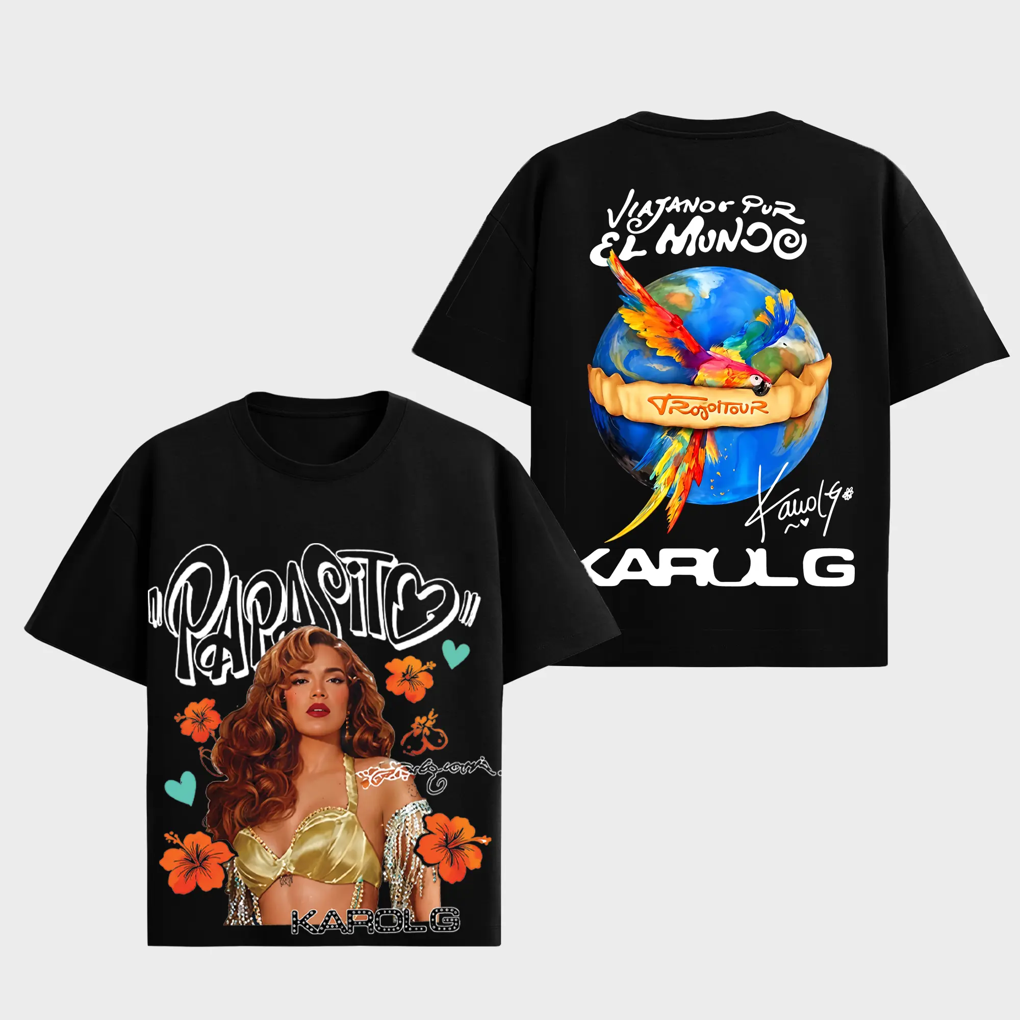 Ver 5 Karol Tropitour Tour 2026 Tropicoqueta Acid Washed Unisex Oversized Premium Cotton T-Shirt, Vintage Music Merch T-Shirt, Music Latin Style, New Album Gift For Fans