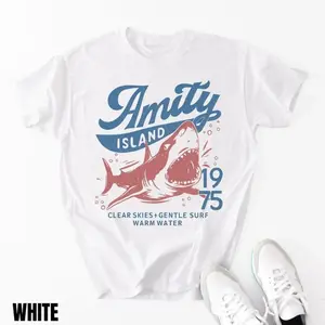 Jaws Amity Island 1975 Unisex Tee, Movie Inspired Gift, Cotton T-Shirt for Film Buffs, Retro Summer Shirt, Vintage Beach Tee Father's Day Gift 564