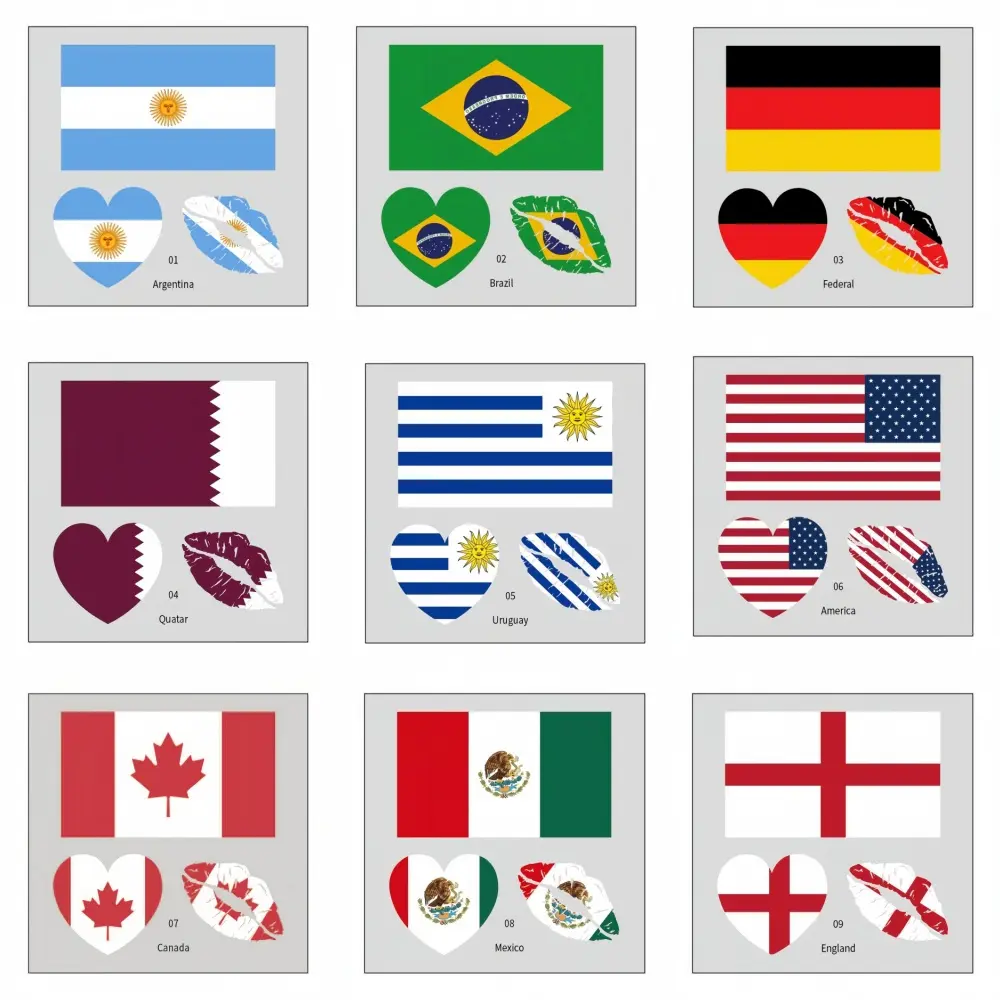 48pcs Soccer Temporary Tattoos, Waterproof Stickers for Fans, Game Day Watch Party DecorationsSports Festival Accessories National Pride Tattoos Set
