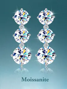 Elegant Women's Moissanite Earrings, S925 Silver Color, Sparkling Jewelry Gift for All Seasons, Perfect for Parties & Daily Wear