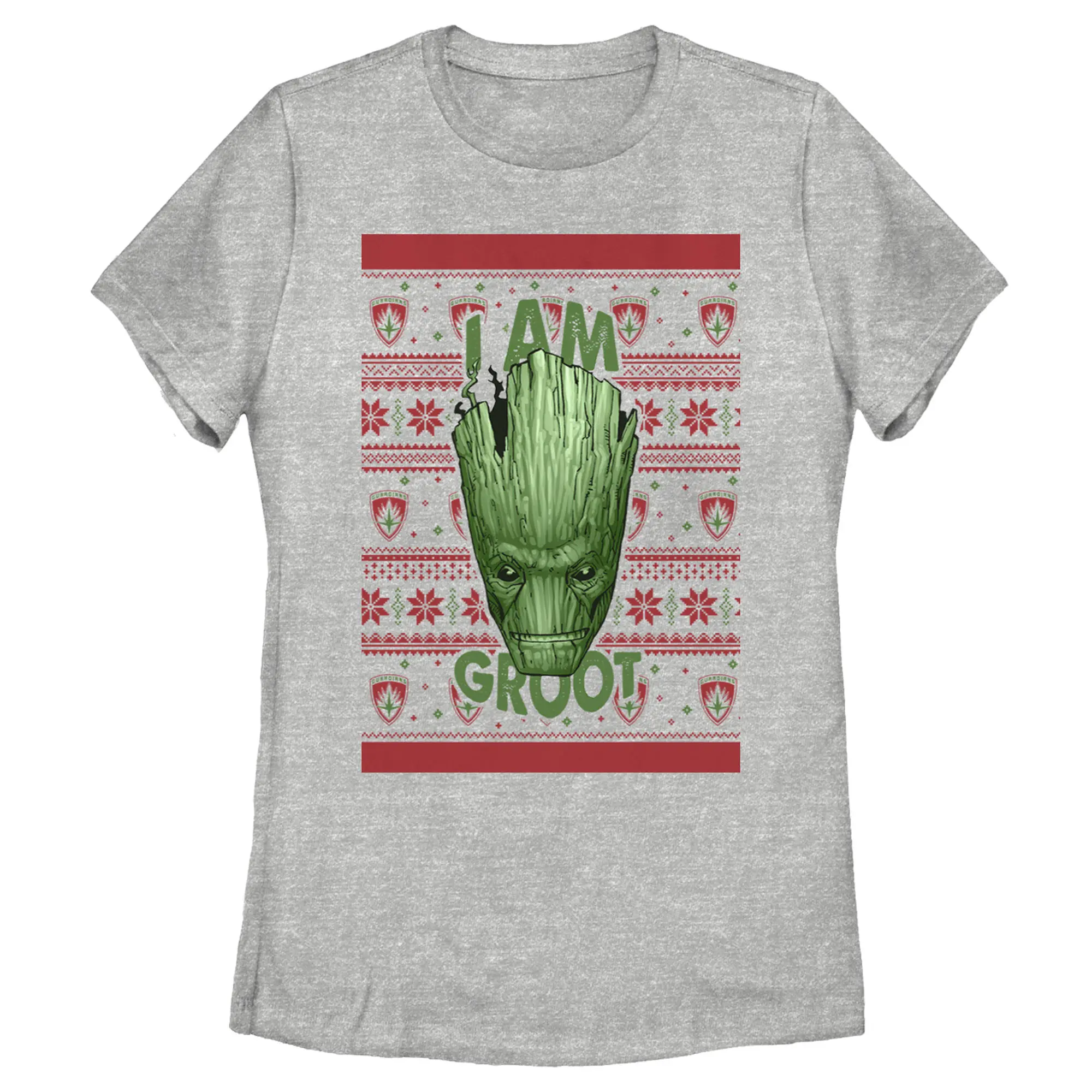 Women's Marvel Ugly Christmas Guardians of the Galaxy Groot Portrait T-Shirt
