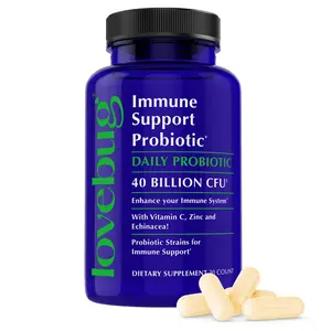 Lovebug Immune Support Probiotic | 40 Billion CFU Daily Vegan Probiotic | Gut & Immune Support with Vitamins C & D, Zinc & Echinacea | 30 or 60 Capsules