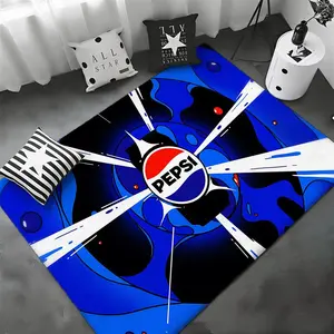 Famous Beverage Pepsi Cola Floor Mat Non-Slip Soft Flannel Thickened Rug Indoor Door Mat Ultra Soft Absorbent Wear-Resistant Floor Mat for Living Room Hallway Entryway Front Door Porch Durable Non-Skid Home Decoration Mat for Indoor Daily Use