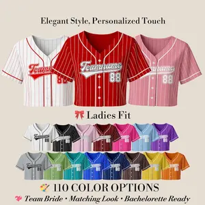 Custom Women’s Baseball Crop Jersey Personalized Name Number Logo, Summer Sports Crop Top, Fitness Apparel, Game Day and Holiday Wear