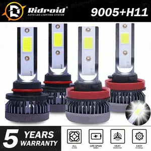LED Headlight Bulbs Combo Kit HB3 9005 H11 H8 H9, 6000K Cool White, 360° Beam, CANbus Ready, High Low Beam Fog Lights Conversion Kit, 4 Pack