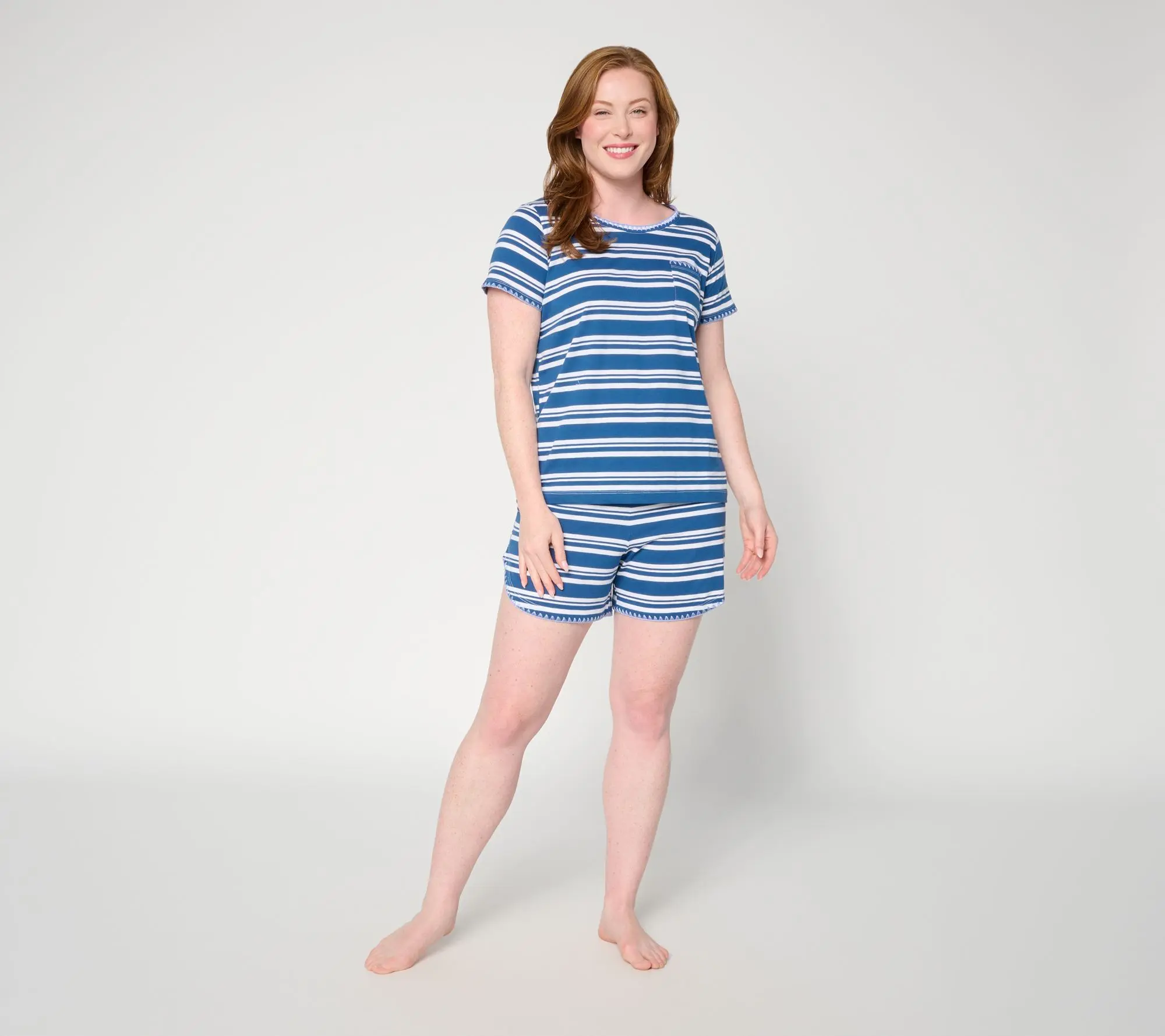 Carole Hochman Cotton Jersey Embroidered Short Pajama Set