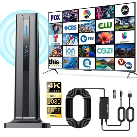 Indoor Digital HD Multi-Channel TV Antenna for Smart TVs - 2026 Model, 3m Stick Mount Base, 360° & Long-Range Local Channel Reception, Easy Installation, Ideal for Those Without Cable to Cut the Cord