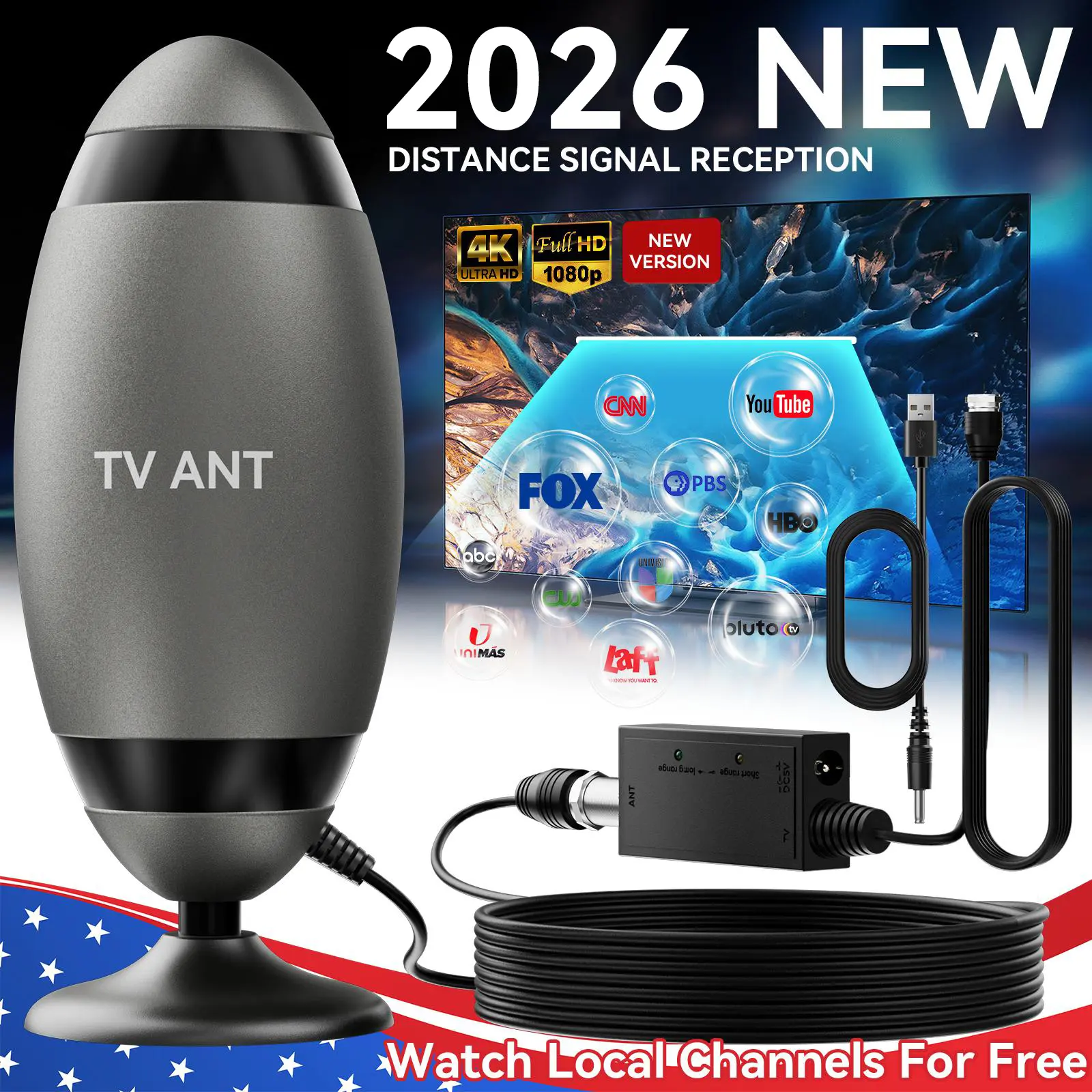 TV Antenna Digital for Smart TV HD Antena Indoor 4K Digital TV Antenna 360° Signal Amplified Strong Magnetic Base Indoor TV Antenna for Easy Long Range Reception Installation TV Antenna For Local Channels Deals For You Days,father'sdaygifts