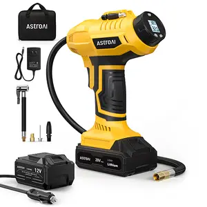 AstroAI Cordless Tire Inflator Portable Air Compressor 160PSI with Digital Pressure Gauge for Cars Motorcycles Yellow Spring Tool Pump Durability