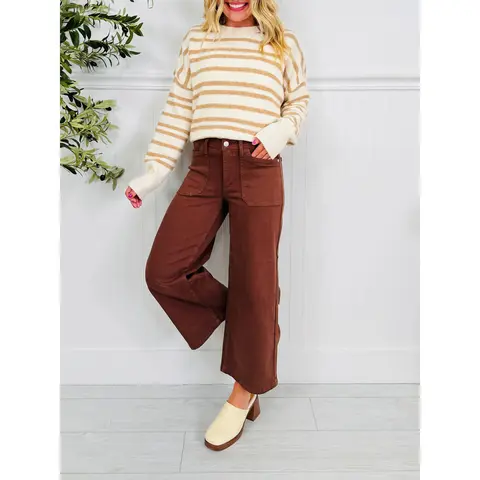 Judy Blue Melt In Your Mouth Chocolate Wide Leg Cropped Jeans